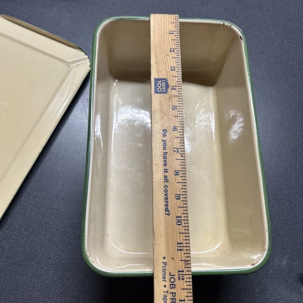 Vintage RefrigeratorHYDRATOR Tan Green Enameled Metal Box With Lid